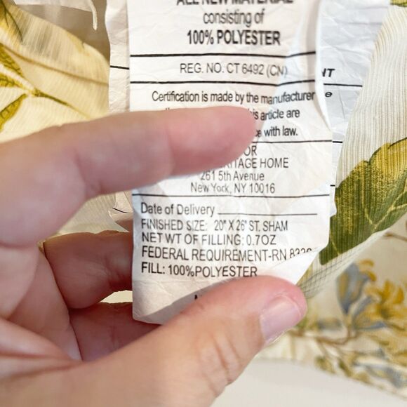 Williamsburg Standard Sham Set Of 2 Palms Yellow Magnolia Southern Florida - Picture 6 of 9